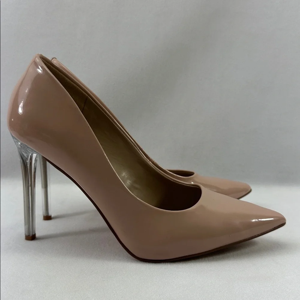 Mix No. 6 Blush Patent Pointed Toe Clear Stiletto Heel Size 8M - Picture 2 of 9